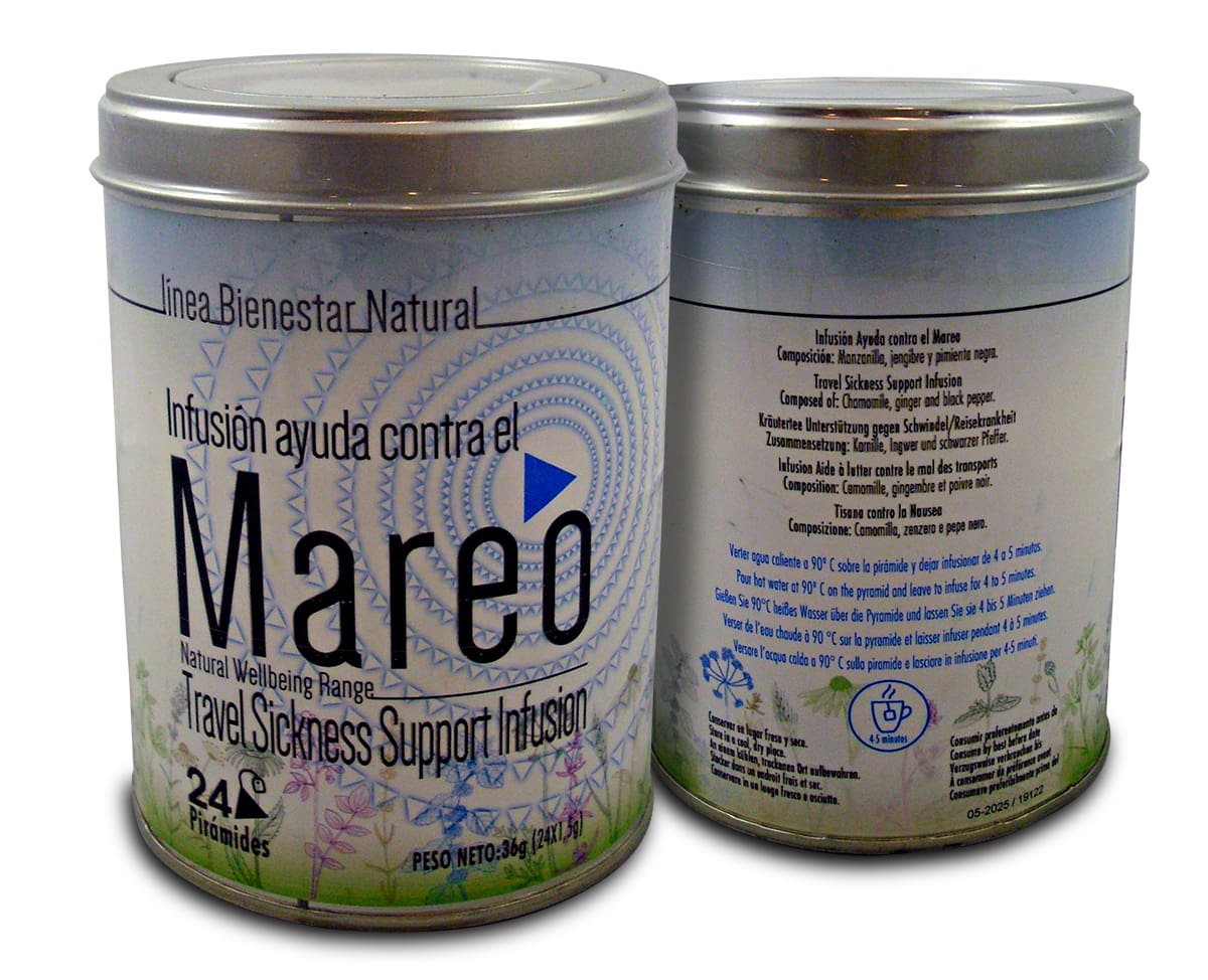 Infusión Natural de Ayuda al Mareo Lata de 24 unidades 3 The Flavour Shop. Tu tienda online de té, café, rooibos e infusiones Infusión Natural de Ayuda al Mareo Lata de 24 unidades - Imagen 3